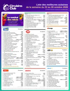 La liste des aubaines du 22 au 28 octobre 2026 sur une page