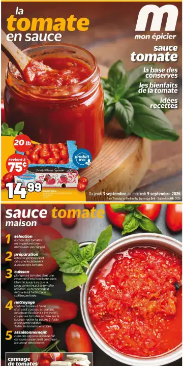 Aperçu de la Cahier Metro Sauce tomate du 3 au 9 septembre 2026