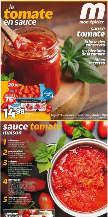 Aperçu de la Cahier Sauce tomate Metro du 10 au 16 septembre 2026
