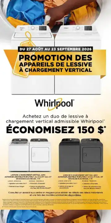 Aperçu de la Circulaire Accent Meubles Appareils de lessive du 27 août au 23 septembre 2026