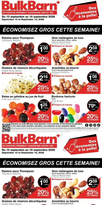 Aperçu de la Circulaire Bulk Barn du 10 au 16 septembre 2026