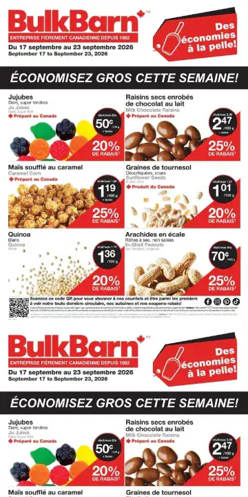 Aperçu de la Circulaire Bulk Barn du 17 au 23 septembre 2026
