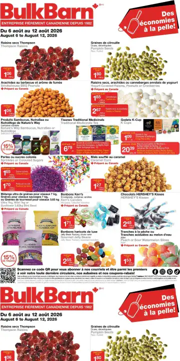 Aperçu de la Circulaire Bulk Barn du 6 au 12 août 2026