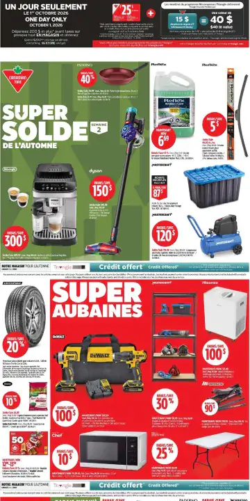 Aperçu de la Circulaire Canadian Tire du 1 au 7 octobre 2026