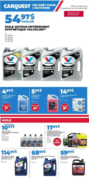 Aperçu de la Circulaire Carquest du 13 septembre au 10 octobre 2026