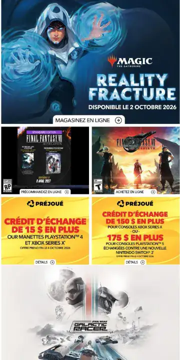 Aperçu de la Circulaire GameStop du 1 au 7 octobre 2026