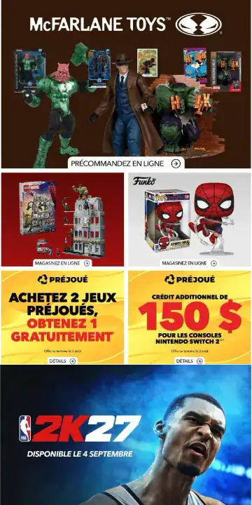 Aperçu de la Circulaire GameStop du 30 juillet au 5 août 2026