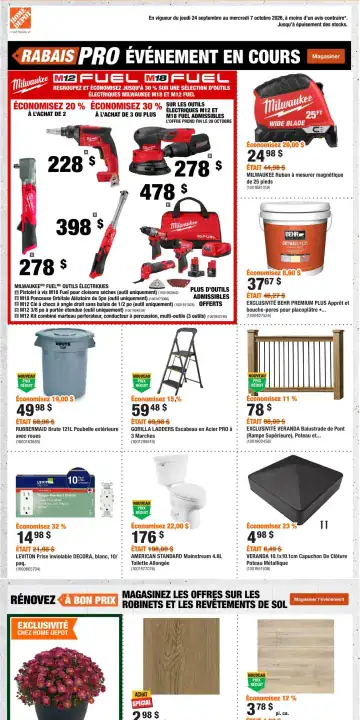 Aperçu de la Circulaire Home Depot du 24 septembre au 7 octobre 2026