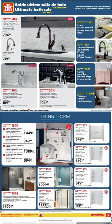 Aperçu de la Circulaire Home Hardware Solde ultime salle de bain du 1 au 28 octobre 2026