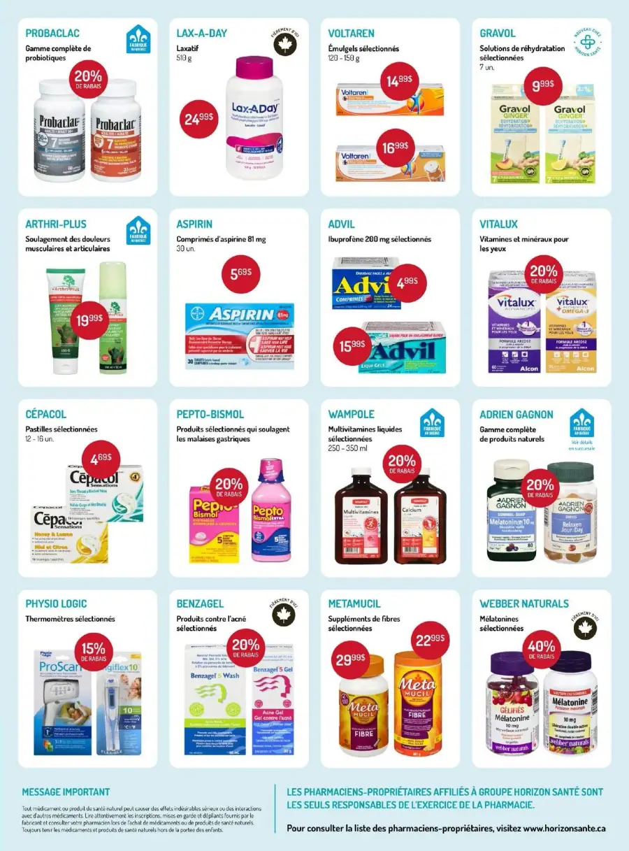 Page 2 du circulaire Horizon Santé.