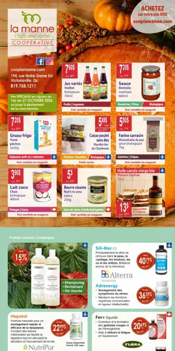 Aperçu de la Circulaire La Manne Épicerie Santé du 1 au 31 octobre 2026