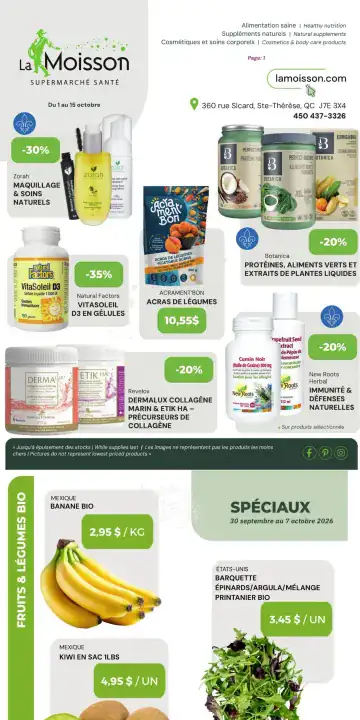 Aperçu de la Circulaire La Moisson Supermarché Santé du 1 au 15 octobre 2026