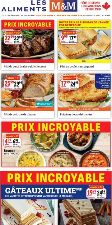 Aperçu de la Circulaire Les Aliments M&M du 1 au 7 octobre 2026