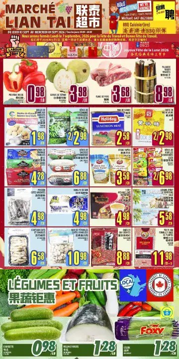 Aperçu de la Circulaire Marché Lian Tai du 3 au 9 septembre 2026