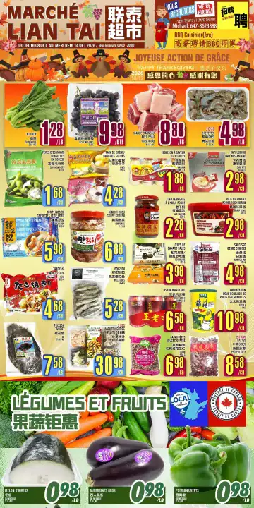 Aperçu de la Circulaire Marché Lian Tai du 8 au 14 octobre 2026