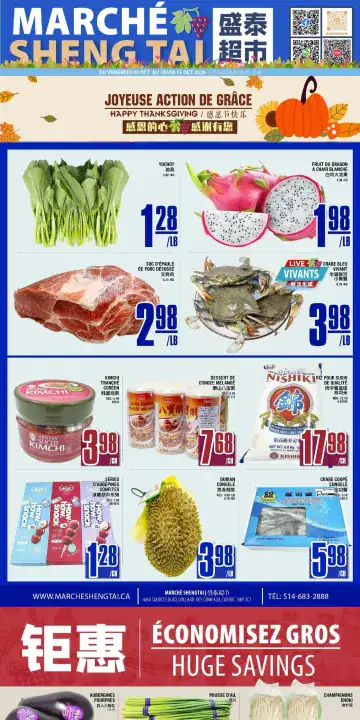 Aperçu de la Circulaire Marché Sheng Tai du 9 au 15 octobre 2026