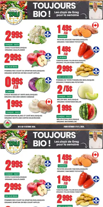 Aperçu de la Circulaire Marchés TAU de Fruits et Légumes du 5 au 11 octobre 2026
