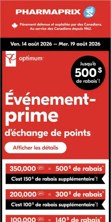 Aperçu de la Circulaire Pharmaprix Événement du 14 au 19 août 2026