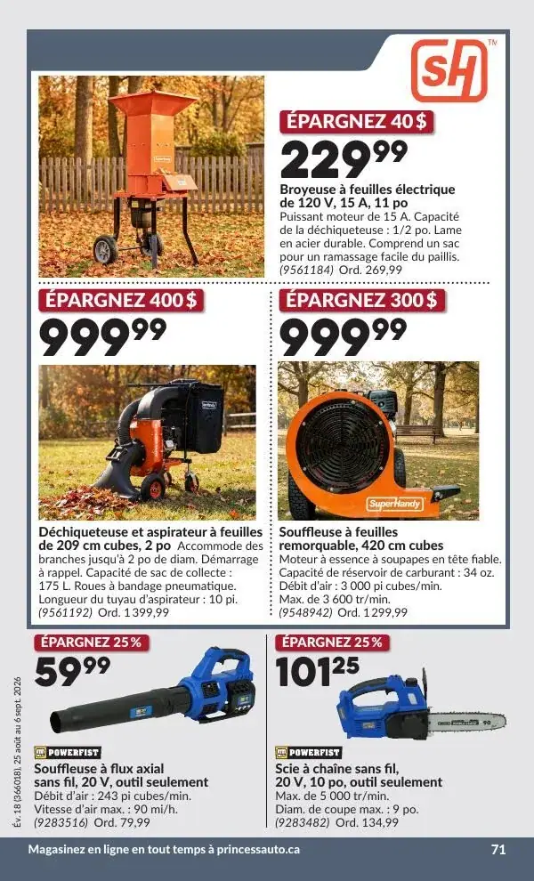 Page 74 du circulaire Princess Auto.