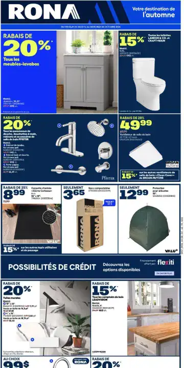 Aperçu de la Circulaire Rona du 15 au 28 octobre 2026
