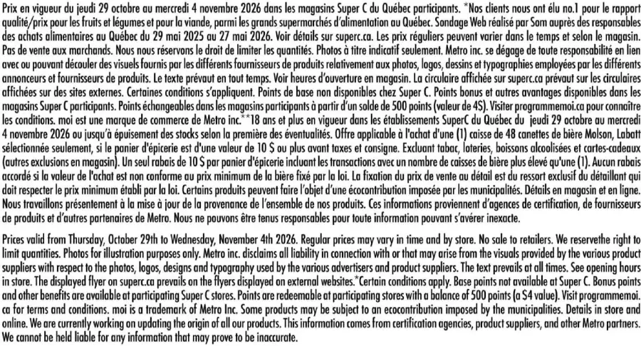 Page 22 du circulaire Super C.
