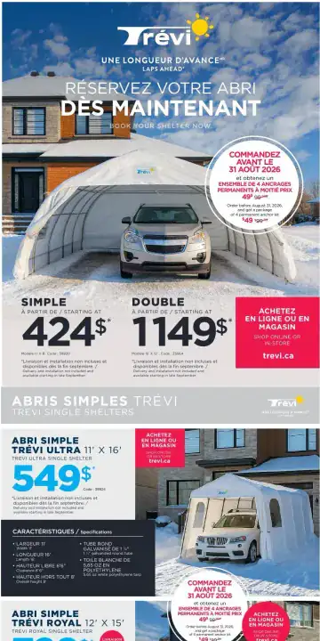 Aperçu de la Circulaire Trevi Abris d'auto du 25 au 31 août 2026