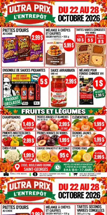 Aperçu de la Circulaire Ultra Prix L'Entrepôt du 22 au 28 octobre 2026