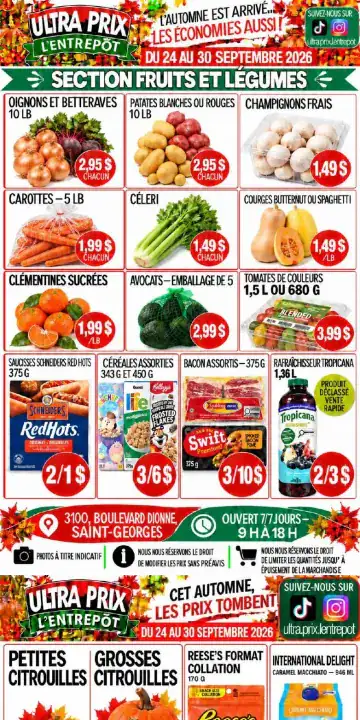 Aperçu de la Circulaire Ultra Prix L'Entrepôt du 24 au 30 septembre 2026