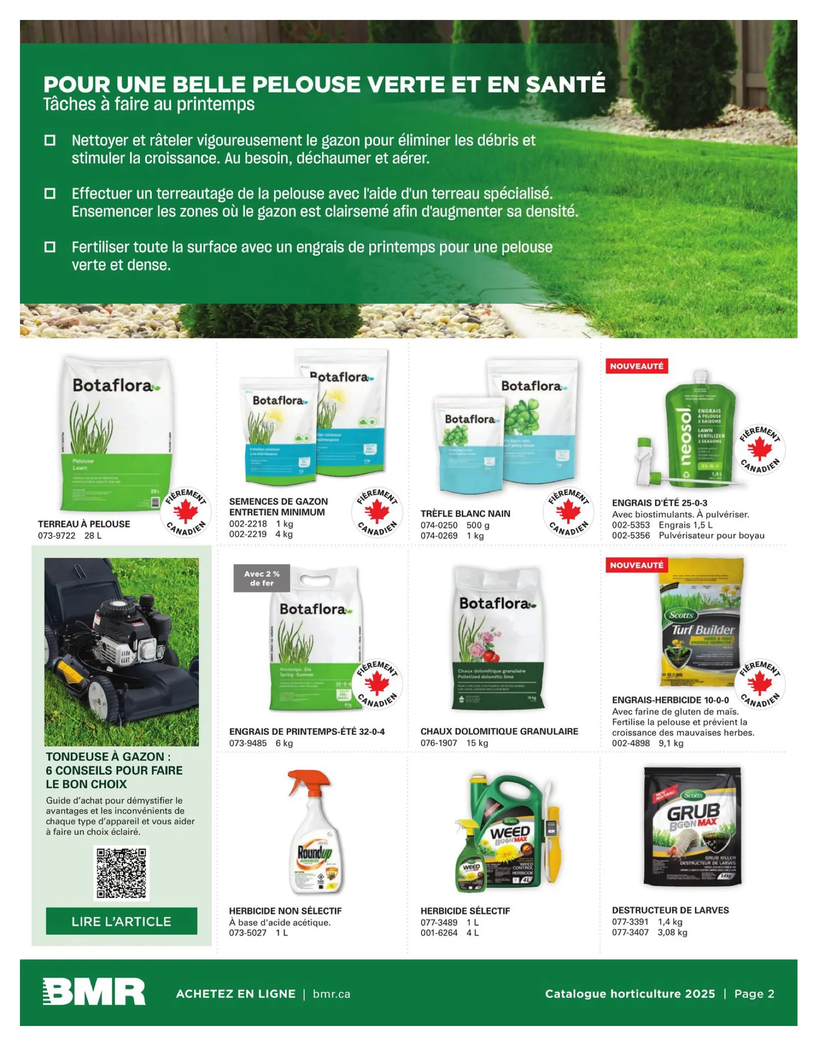 Page 2 de la Circulaire BMR Horticulture du 10 avril au 31 décembre 2025
