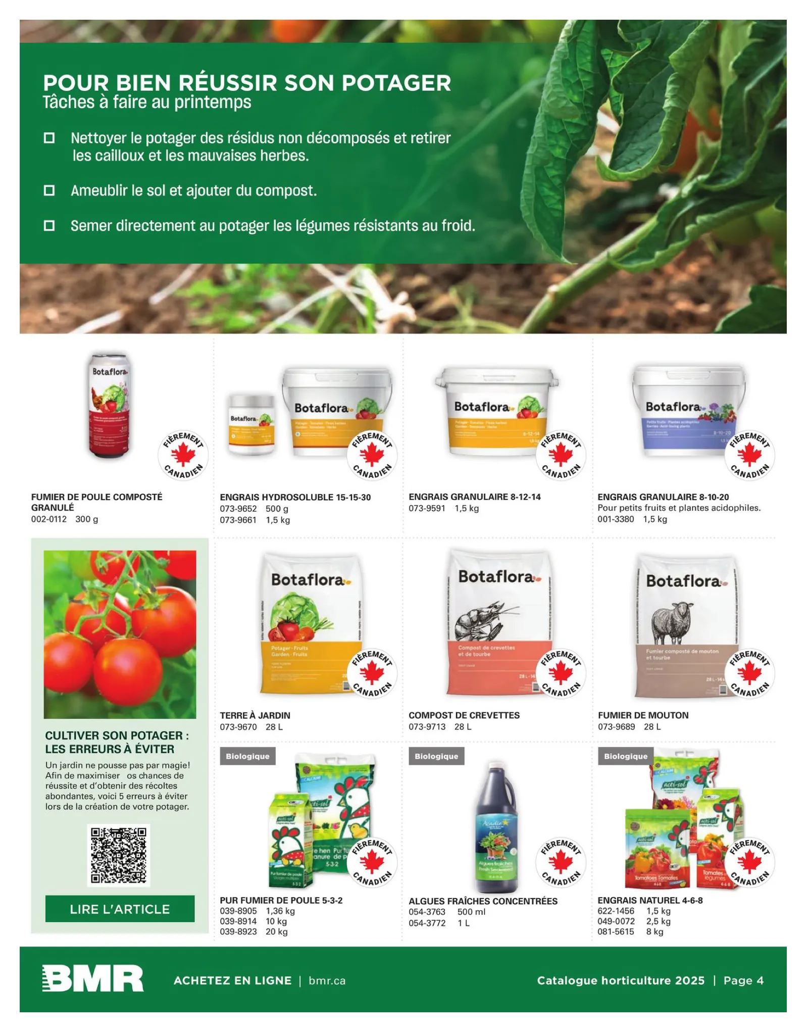 Page 4 de la Circulaire BMR Horticulture du 10 avril au 31 décembre 2025