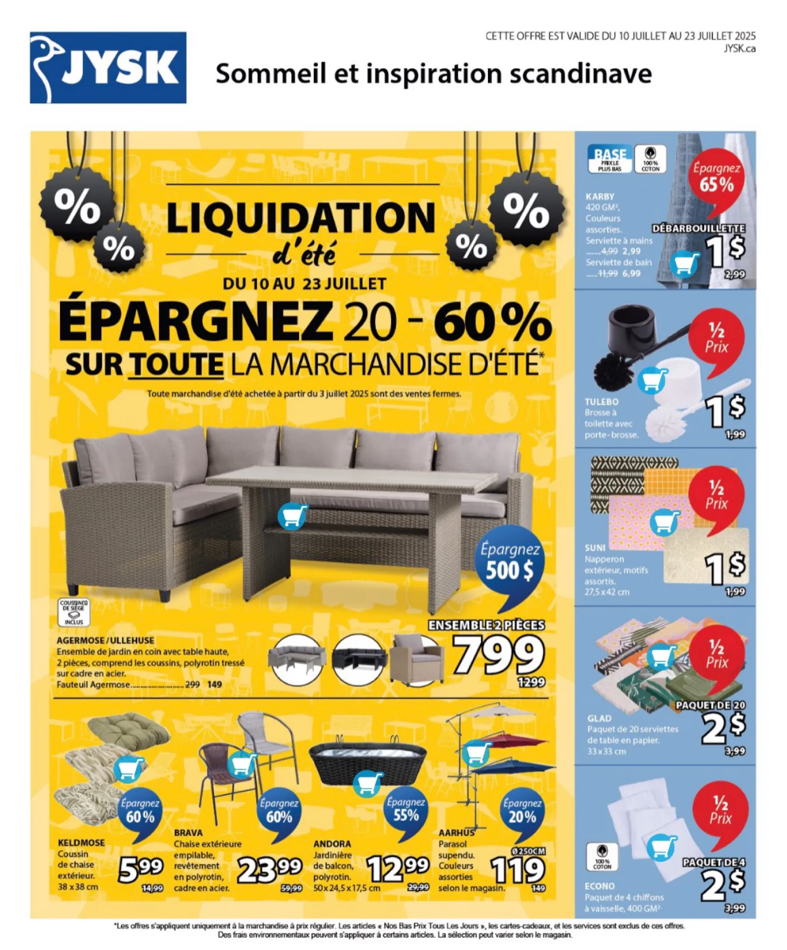 Page 1 de la Circulaire Jysk du 10 au 23 juillet 2025