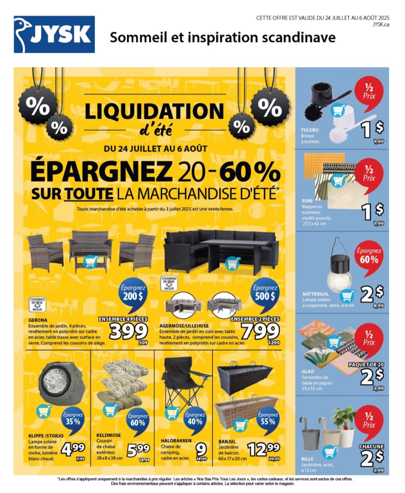 Page 1 de la Circulaire Jysk du 24 juillet au 6 août 2025