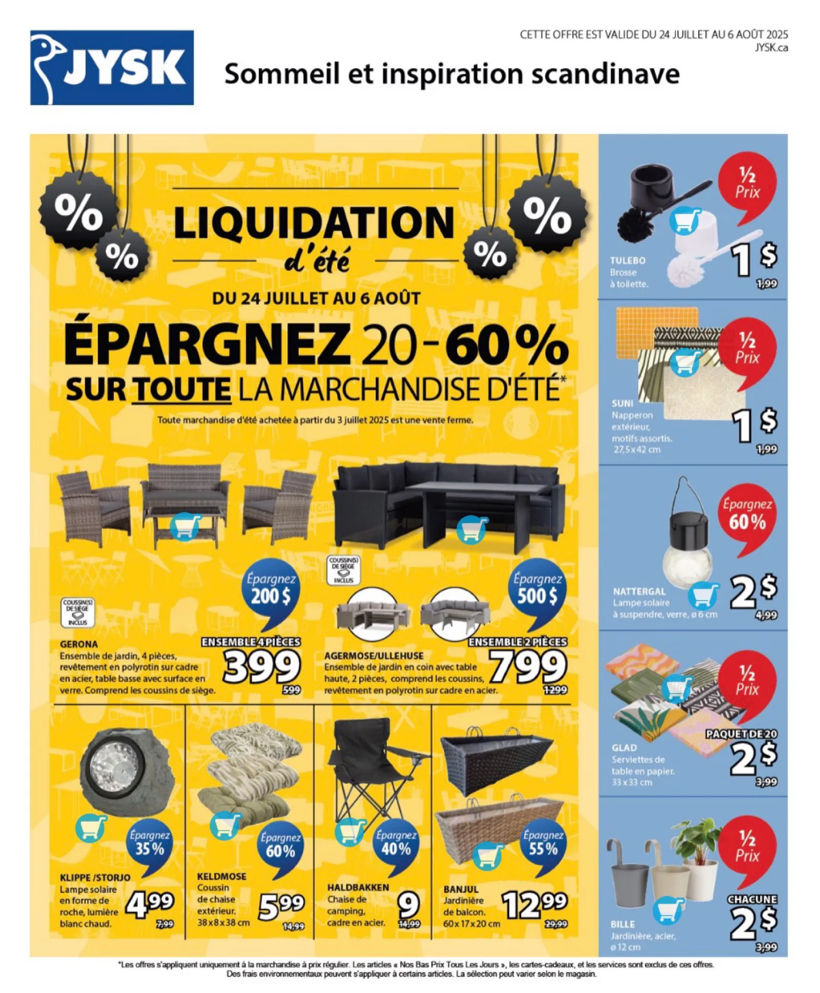 Page 1 de la Circulaire Jysk du 31 juillet au 6 août 2025