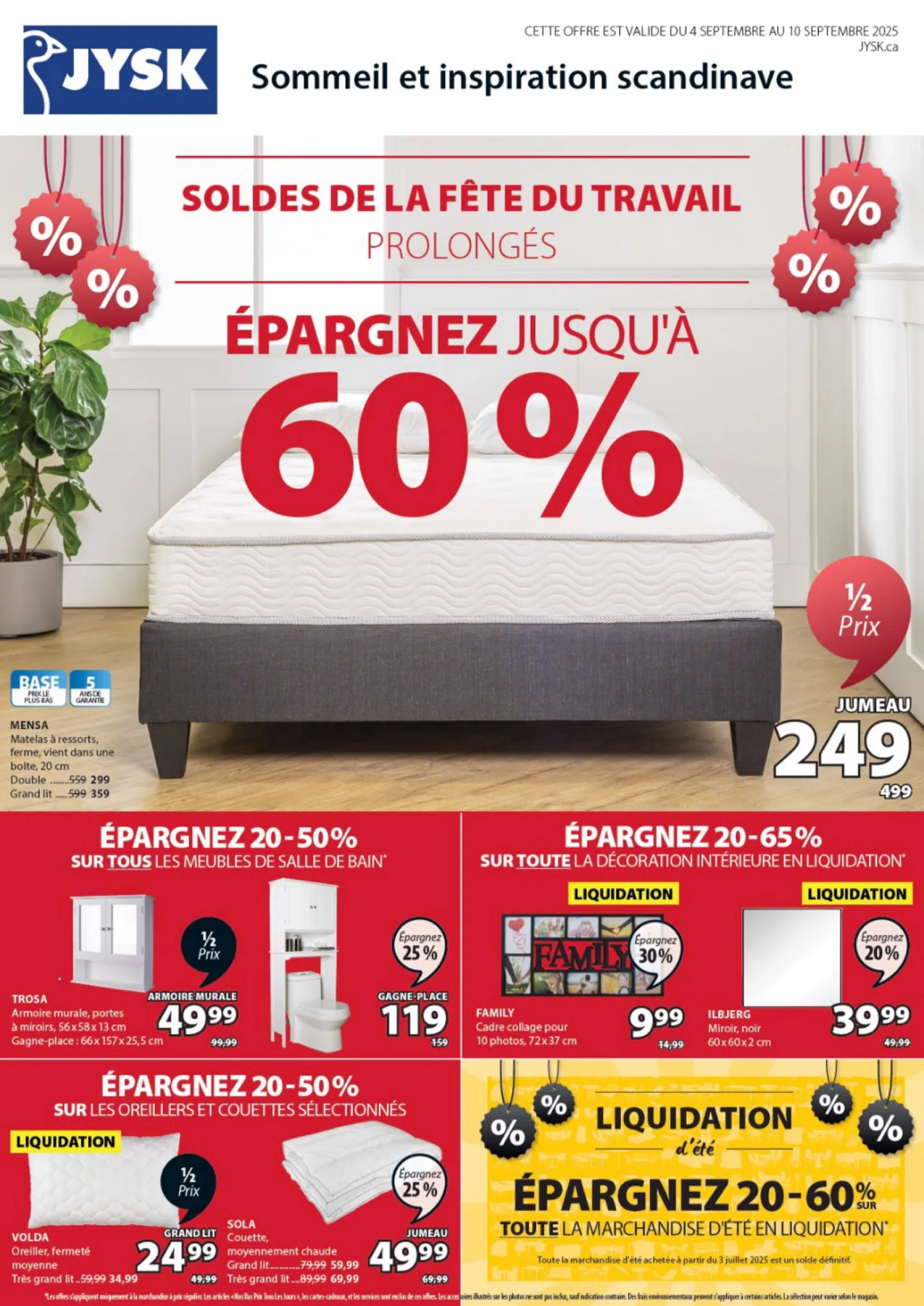 Page 1 de la Circulaire Jysk du 4 au 10 septembre 2025