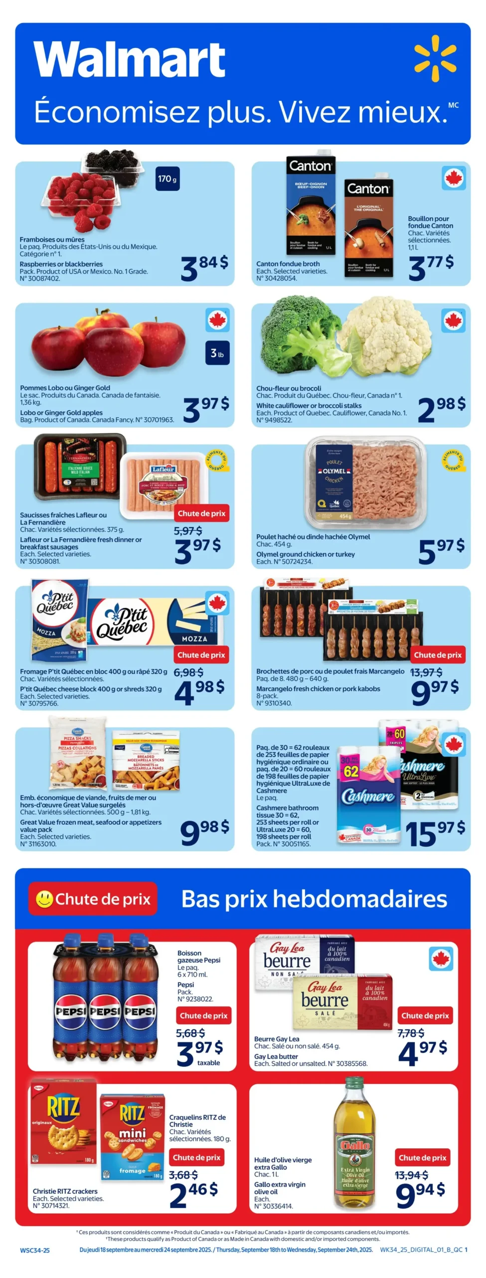 Page 1 de la Circulaire Walmart du 18 au 24 septembre 2025
