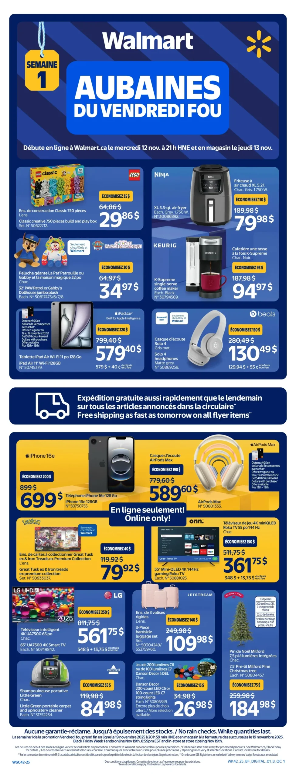Page 1 de la Circulaire Walmart Vendredi Fou du 13 au 19 novembre 2025