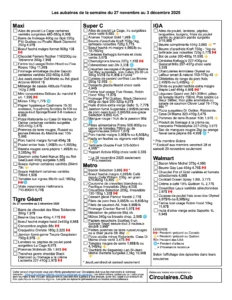 Liste des aubaines de la semaine à imprimer