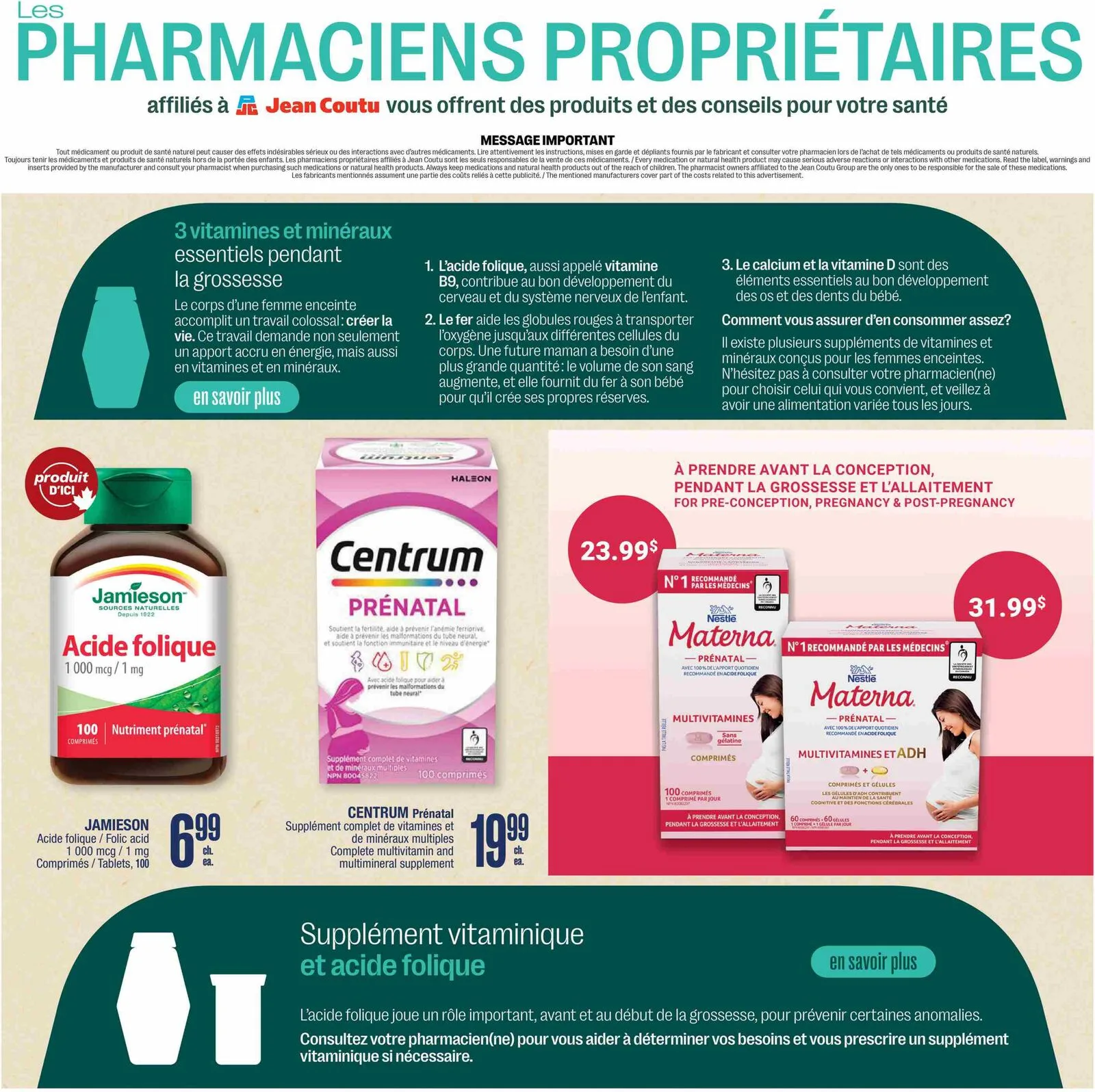 Page 3 de la Cahier Bébé Jean Coutu du 9 au 22 avril 2026