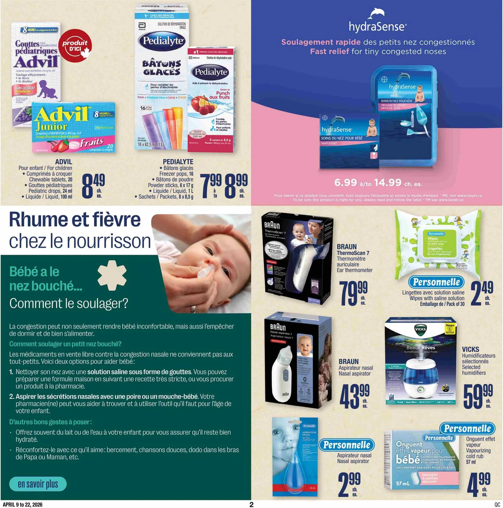 Page 4 de la Cahier Bébé Jean Coutu du 9 au 22 avril 2026