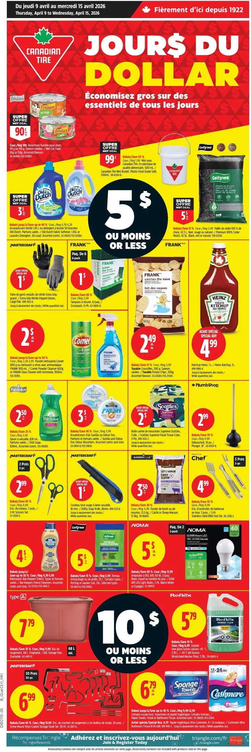 Page 1 de la Cahier Canadian Tire du 9 au 15 avril 2026