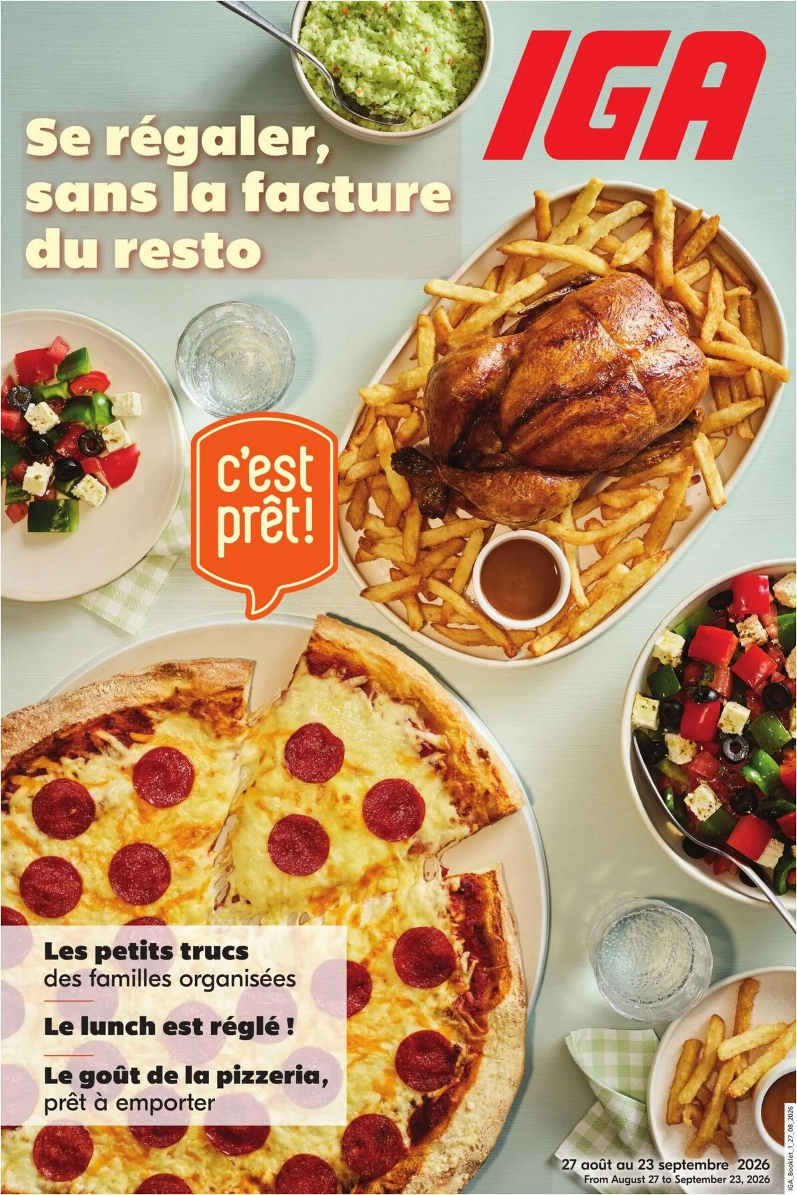 Page 1 de la Cahier IGA Prêt à manger du 27 août au 23 septembre 2026