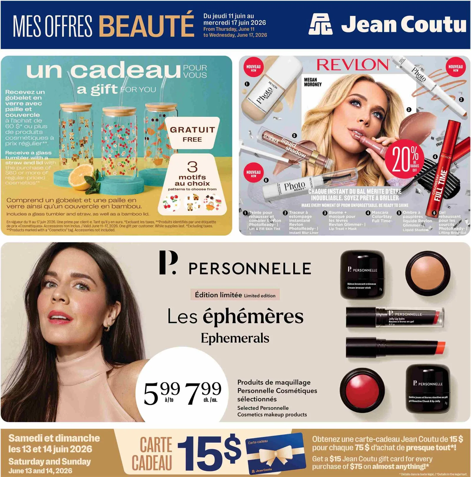 Page 1 de la Cahier Jean Coutu Beauté du 11 au 17 juin 2026
