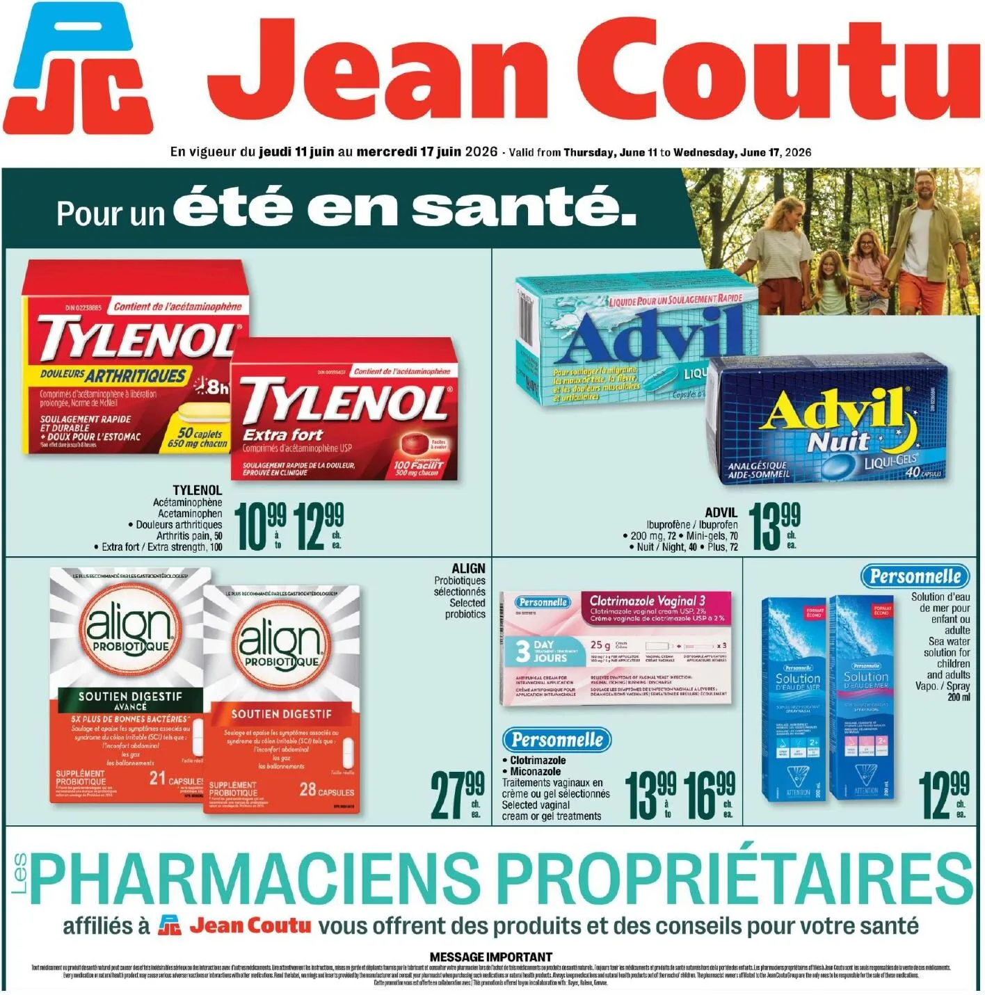 Page 1 de la Cahier Jean Coutu Santé du 11 au 17 juin 2026
