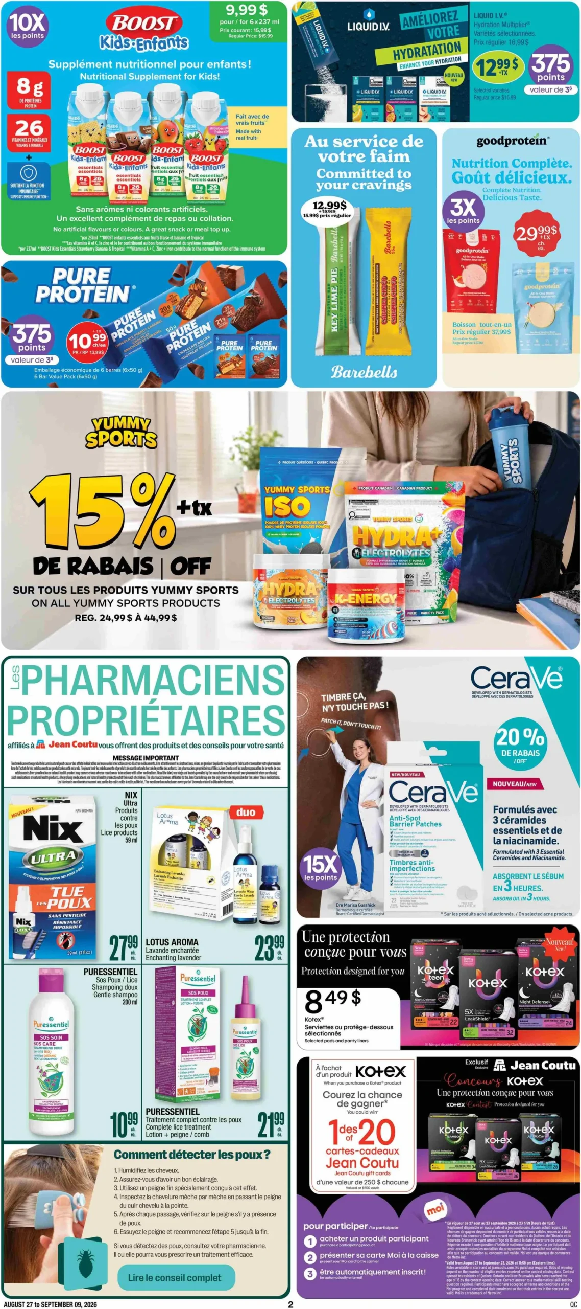 Page 2 de la Cahier Jean Coutu Santé du 27 août au 9 septembre 2026