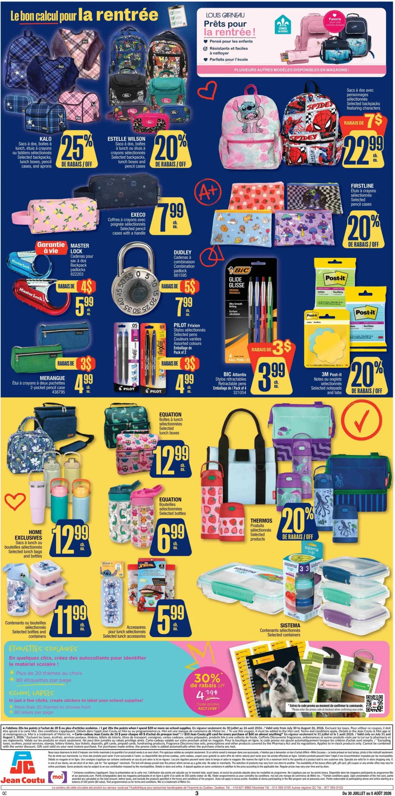 Page 3 de la Cahier Jean Coutu Scolaire du 30 juillet au 5 août 2026
