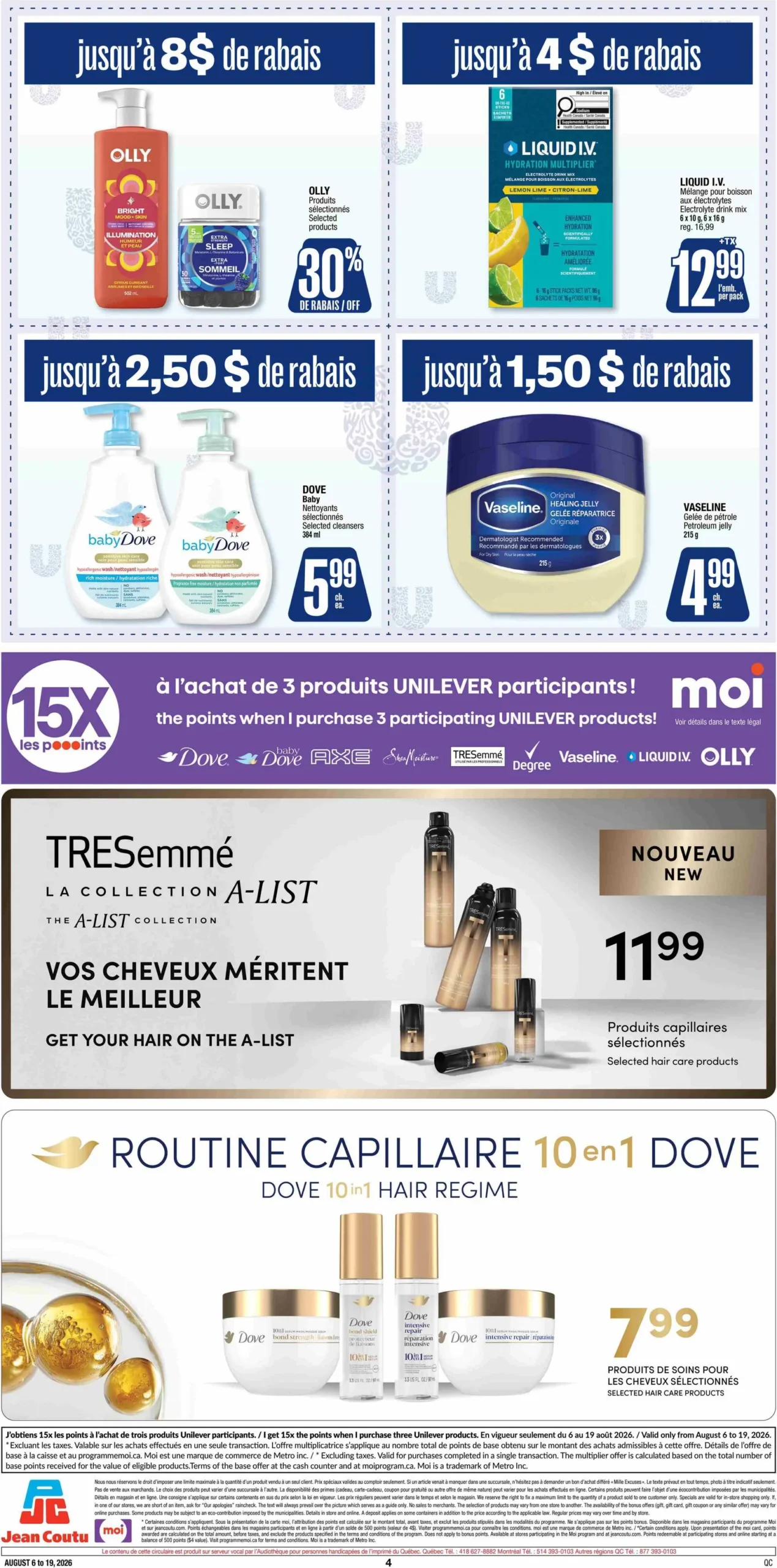 Page 4 de la Cahier Jean Coutu Unilever du 6 au 19 août 2026