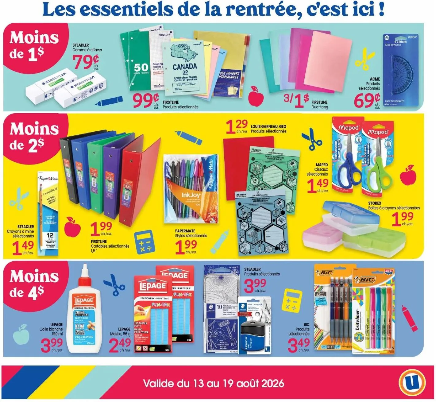 Page 4 de la Cahier Uniprix de la Rentrée du 13 au 19 août 2026