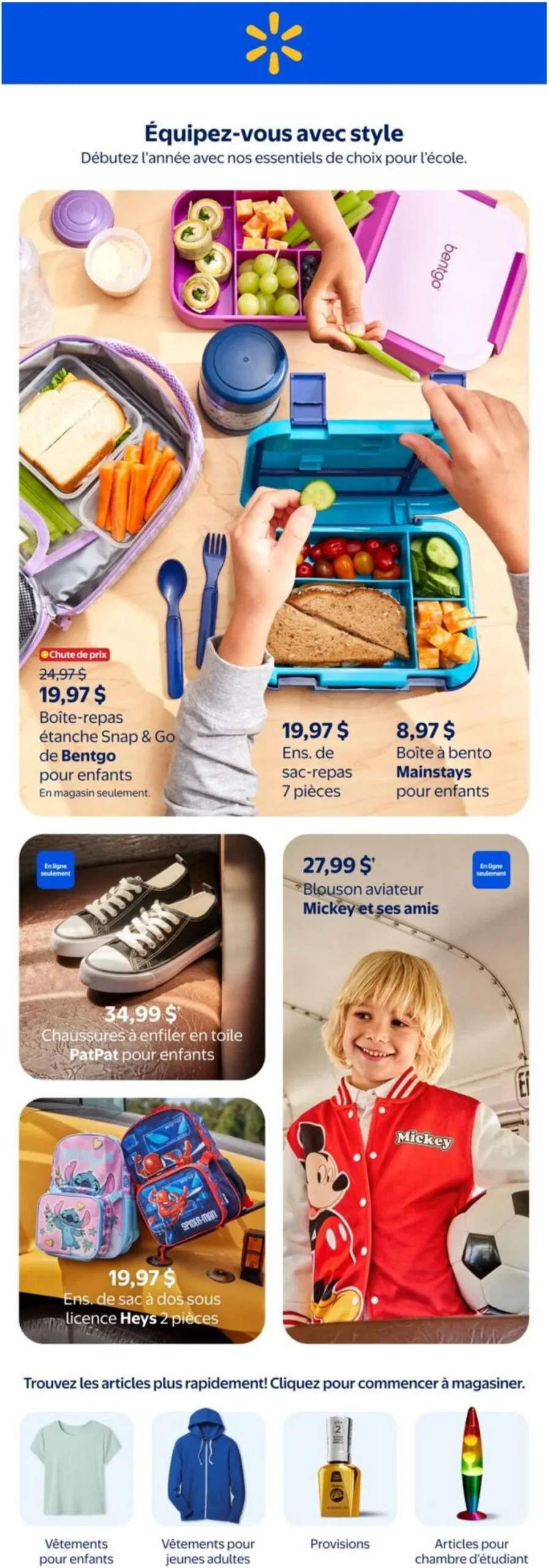 Page 1 de la Cahier Walmart La rentrée stylée du 30 juillet au 16 septembre 2026
