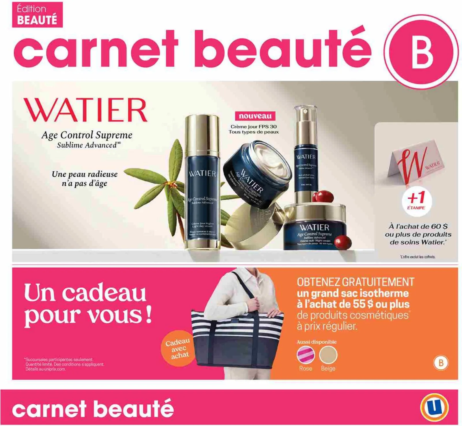 Page 1 de la Carnet Beauté Uniprix du 30 avril au 6 mai 2026