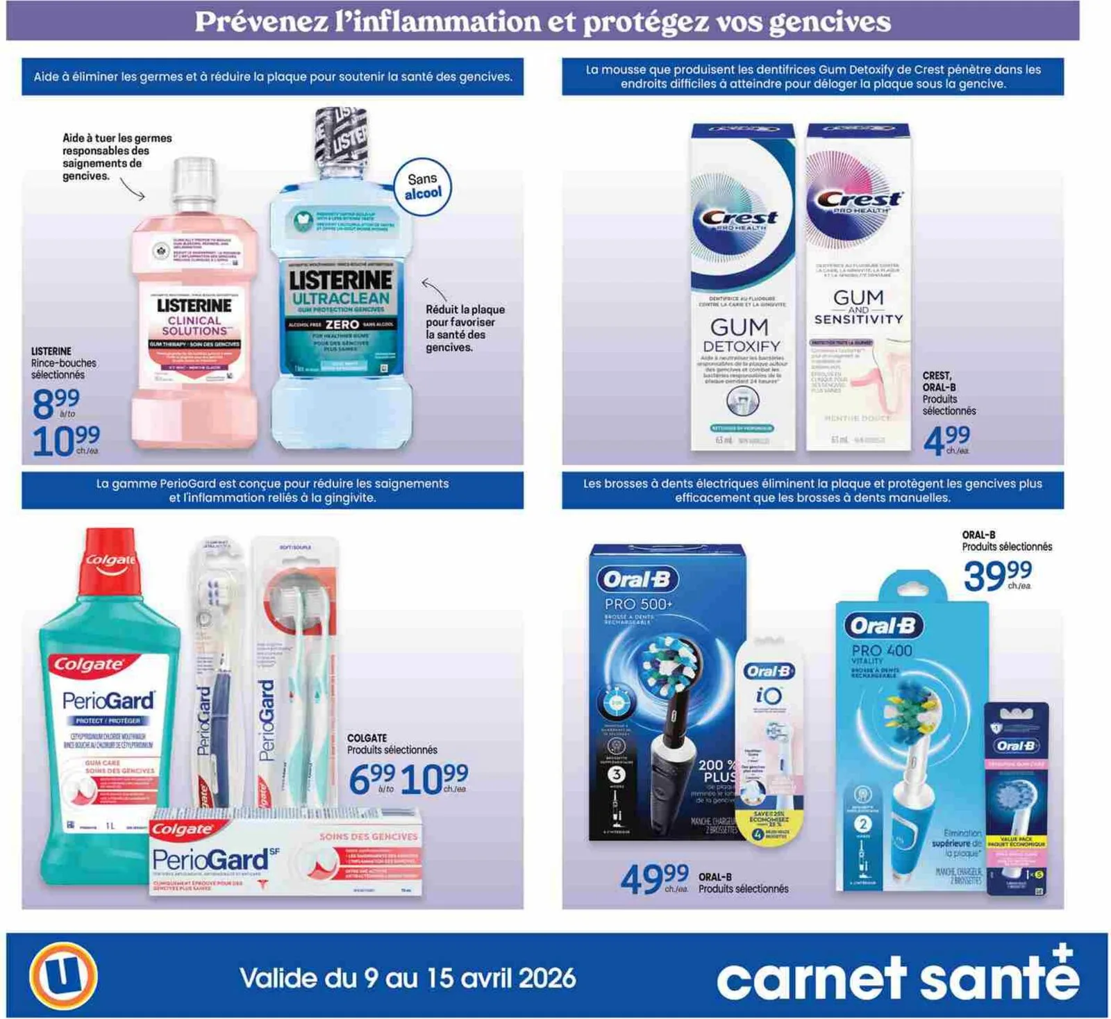 Page 4 de la Carnet Santé Uniprix du 9 au 15 avril 2026